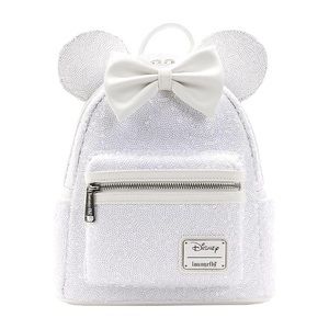 NWOT Loungefly Disney Minnie Mouse Sequin Wedding Mini Backpack in White